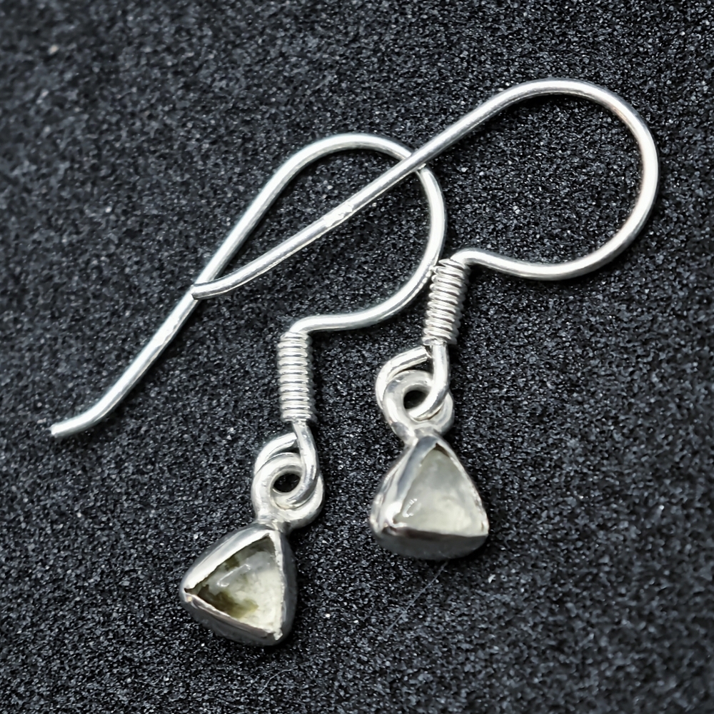 fine prehnite gemstone in sterling silver dangle earrings